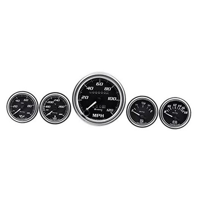 EQUUS 5-Piece Gauge Set Black Face/Chrome Bezel 