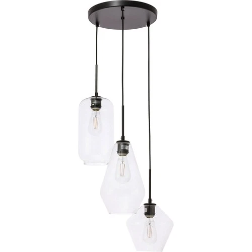 Living District LD2268BK Gene 3 Light 17.3 inch Black Pendant Ceiling Light - Picture 11 of 11