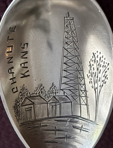 WOW! Oil Field Chanute Kansas 6" Sterling Souvenir Spoon Corn Stalk Pattern 33g!