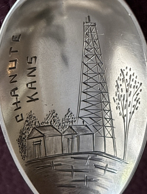 WOW! Oil Field Chanute Kansas 6" Sterling Souvenir Spoon Corn Stalk Pattern 33g!