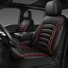 CAR PASS 3D Foam PU Leather Car Seat Covers, Universal Seat Two Front Red