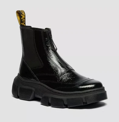 Dr.Martens DMXL Zip Délavé Cuir Verni Chelsea Bottes Dans Noir Toutes Tailles - Photo 1/4