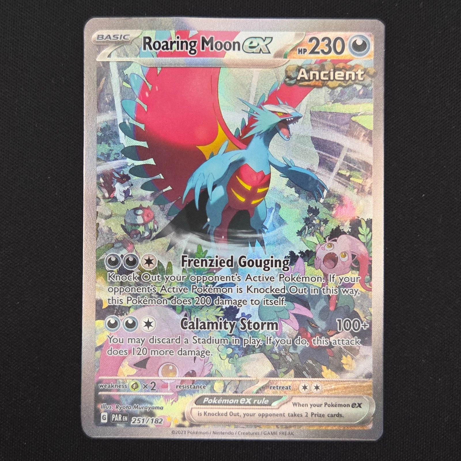 Pokemon TCG Card Roaring Moon ex 251/182 Paradox Rift Special Illustration - MP