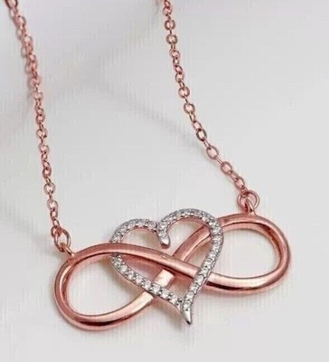 1.00 Ct Round Real Moissanite Heart Pendant 14K Rose Gold Plated Valentine Gift