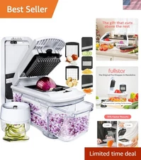 6-in-1 Mandoline Slicer & Vegetable Chopper with Container, Black/White
