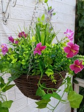 Realistic Artificial Flower Hanging Basket uva treated Hand Made