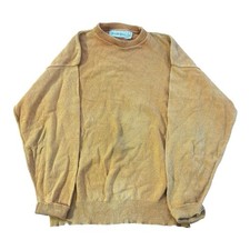 Saks Fifth Avenue Knitted Sweater Crewneck Yellow Mustard Retro USA Made Medium