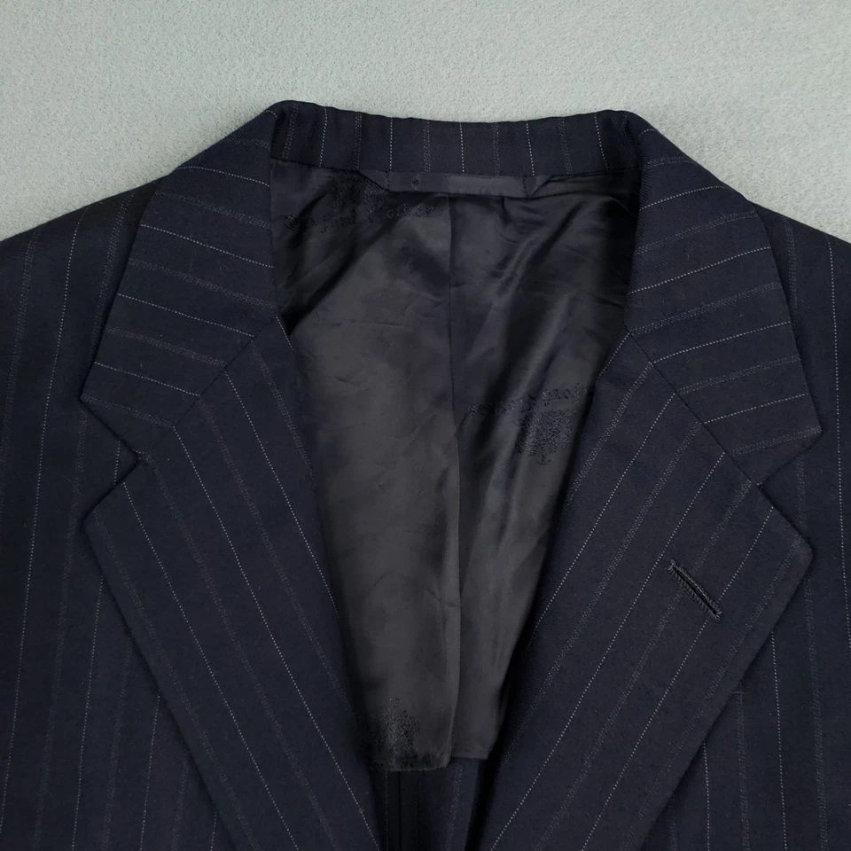 Oxxofrd Vtg Flannel Suit Men's 44R* Pants 37X R28.25 L 28 1/8 Striped 3 Button - Image 3 of 4