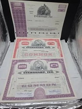 3 Eversharp, Inc. State Of Delaware Stock Certificates Merril Lynch Autograph 
