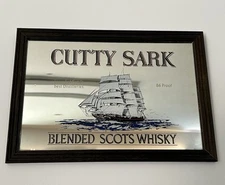 Vtg Cutty Sark Framed Sign Mirror Scotch Whiskey Promo Bar Decor Man Cave 9x13in