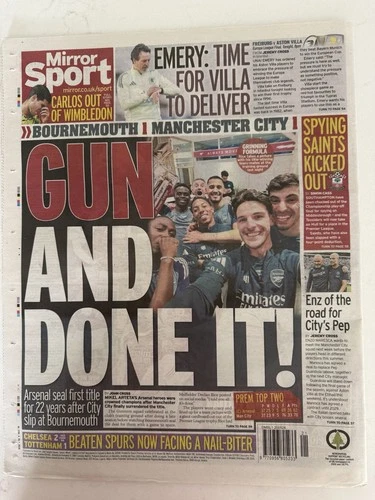 ARSENAL PREMIER LEAGUE WINNERS KYLIE MINOGUE UK DAILY MIRROR NEWSPAPER MAY 2026