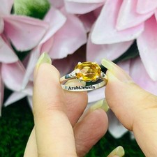 Natural Citrine Gemstone Ring 925 Sterling Silver Gift For Her Engagement Ring.