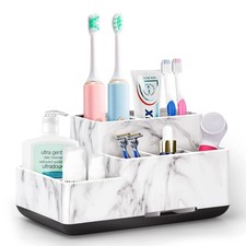 Toothbrush Holder,Bathroom Organizer Countertop, 5 Compartments Multifunction...