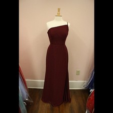 Hayley Paige Occasions Long Chiffon One Shoulder Bridesmaid Dress Sangria 12