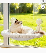 Cat Window Perch, Cat Window Hammock with Metal Frame White,Velvet 