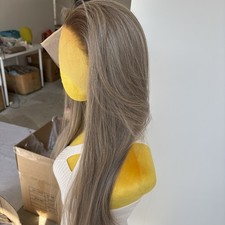 Long Straight Frontal Lace Wigs Highlight blonde Synthetic Hair Heat Resistant