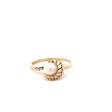 Synthetic Pearl Lady's Stone Ring 14K Yellow Gold 2.17g Size:6.5 SB1104989 
