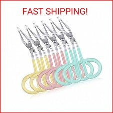 Maitys 6 Pcs Stainless Steel Eyebrow Scissors Tweezers Handle Shaped Tweezers Cl