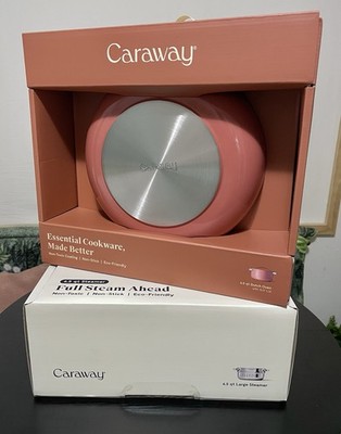 Caraway Nonstick Ceramic Dutch Oven Pot with Lid & Steamer 6.5 Qt, Perracotta