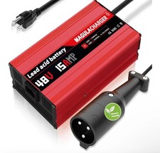 Magula 48 Volt 15 Amp Golf Cart Battery Charger EZGO RXV TXT 3-pin Round Plug