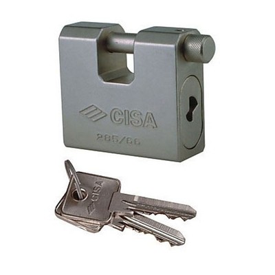 Cadenas Cisa à Mentonnet Droit - 66/10mm, Référence 28550-66, Acier, 2 Clés, Neuf