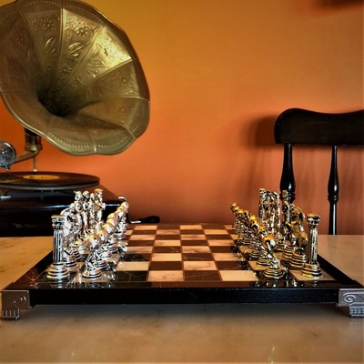 Luxury Chess Sets Mythology Vintage Chessmen Wood Chess Board, Gift For Him 