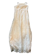 Adrianna Papell White Strapless Lace Trim Classic Wedding Dress Bridal Size 10