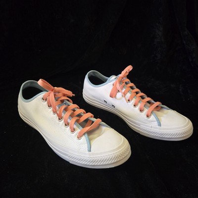 Converse Chuck Taylor All Star White Blue Trim Sneakers Sz 9 Men / 11 Wmn