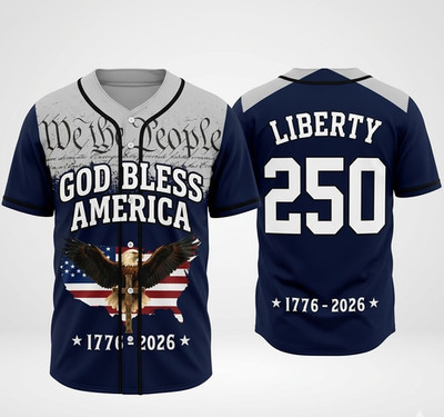 God Bless America Baseball Jersey Christian Cross Bald Eagle Patriotic Shirt