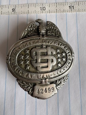 Antique USPS Post Office U.S. Dept. Railway Mail Service Vintage Obsolete badge 