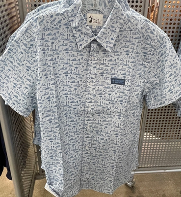 Jack Sage six flags magic mountain woven button shirt adult S-2XL