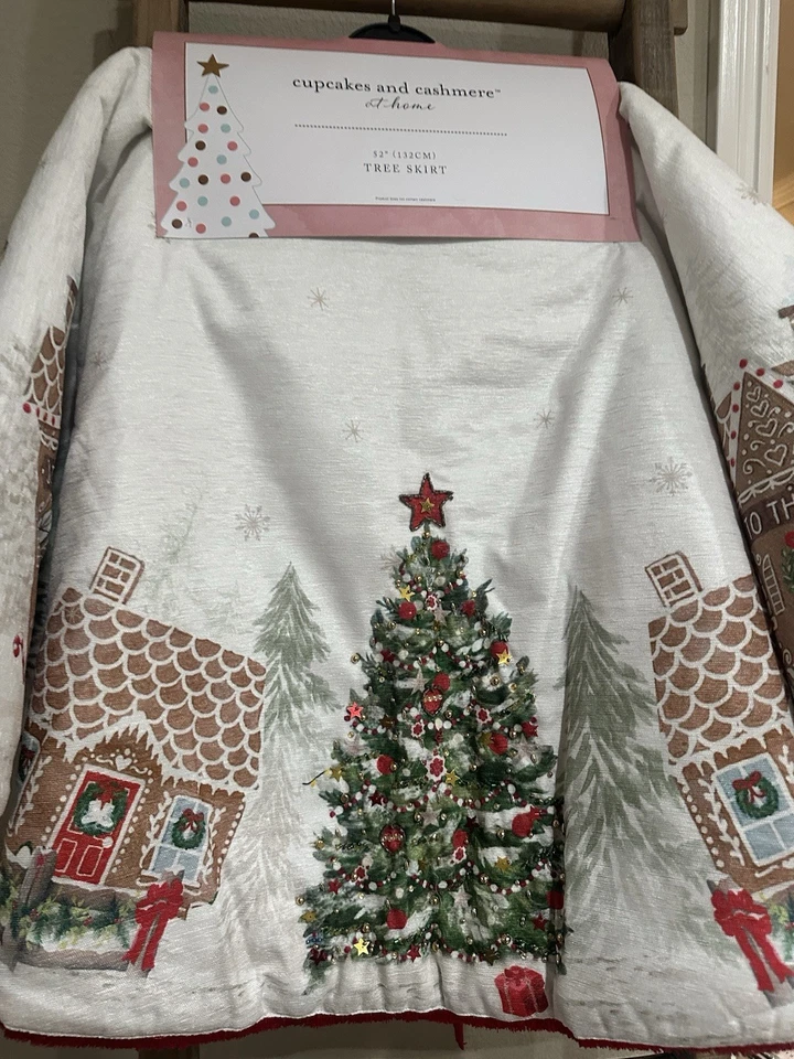 Cupcakes and Cashmere Christmas Gingerbread Man House Embellished Tree Skirt 52” - Image 3 of 4