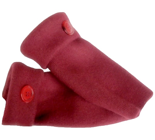 FINGERLESS GLOVES RED DARK 100% MERINO M MEDIUM MITTENS WINTER WOMEN'S LADIES