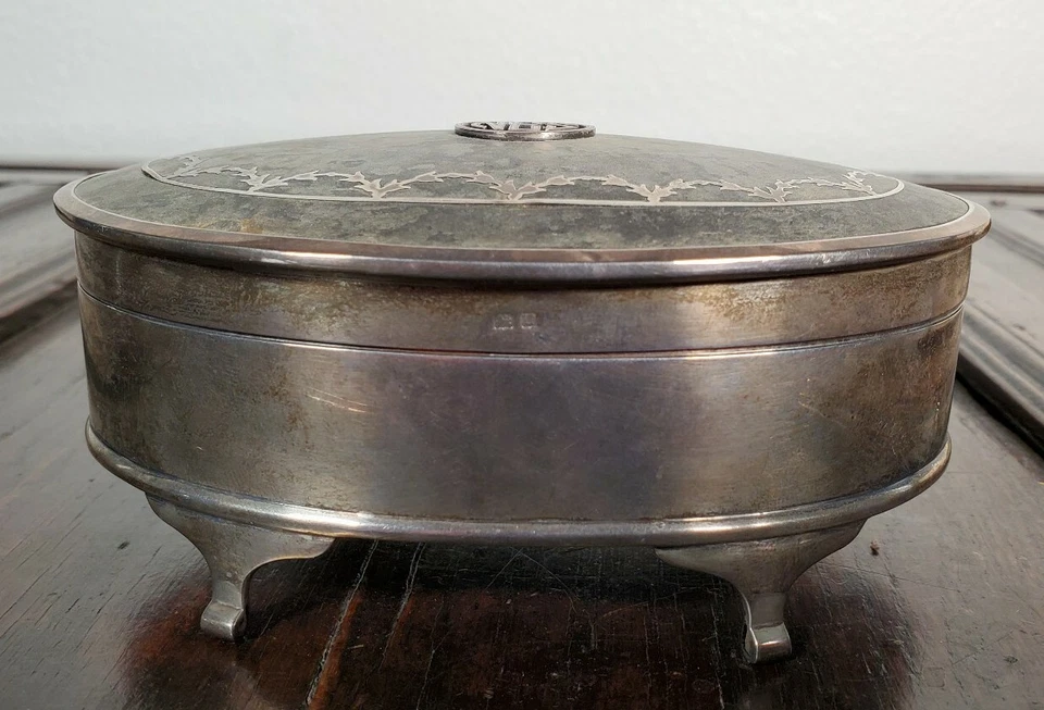 Старинный английский из чистого серебра искусственной черепаховой раковины безделушки комод коробка грузинский - Изображение 4 из 4