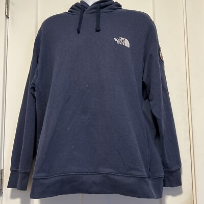 The North Face Blue Pullover Banger Hoodie Mens Large Usa Patch Tested Proven