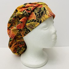 surgical/medical cap, bouffant w/ cord lock - Autum Leaves