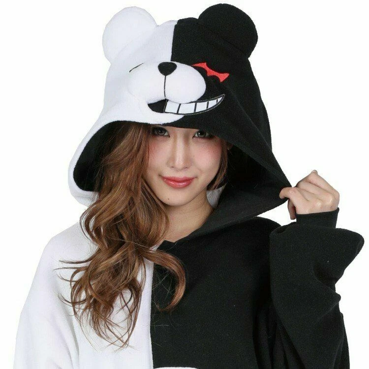 Danganronpa Monokuma Cosplay Disfraz Unisex Vellón Ropa para el Hogar Cálido Pijama Mono Foto 4 de 4