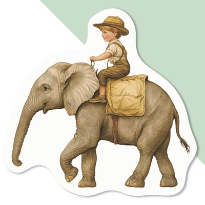 Aufkleber Sticker ''Junge reitet auf einem Elefanten'' (DW049201)