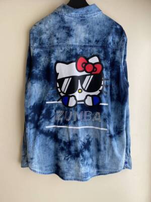 Women's Clothing Denim Jacket Zumba x Hello Kitty Button Down Made
