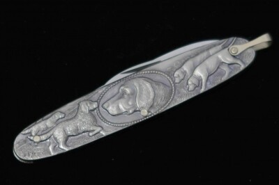 Solingen Germany Vintage Boker Relief Knife Handle Knife Dog 1990 New
