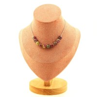 Steine Und MinéRaux. Halskette 10 Perlen Turmalin Zweifarbig 8 MM Kette Stahl