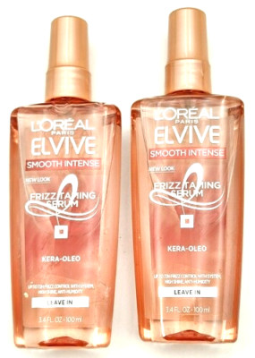 2X Loreal Elvive Smooth Intense Frizz Taming Serum Oleo-Keratin 3.4oz
