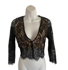 Shinestar Floral Lace Long Sleeve Top Jrs. Sz M Sheer Black Fairygoth Grunge NEW