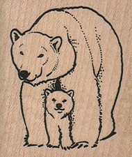 Mounted Rubber Stamps, Polar Bear With Baby, Bear, Polar Bears, Baby Polar Bear