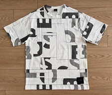 BOSS by Hugo Boss T-shirt LARGE Size Timono Lotus Printed Logo White Cotton