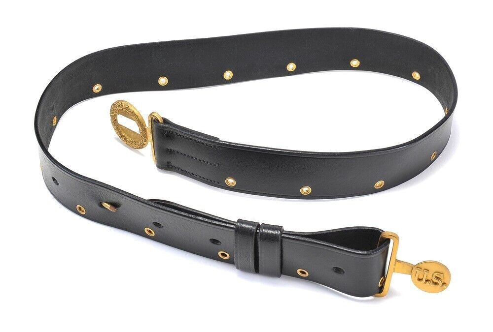 US Officers Black Leather Belt with Oak Leaves