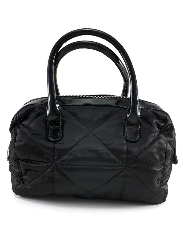 Furla черный выстеганный нейлона сумка лакированная кожа отделка маленький Дамская сумка Италии - Изображение 4 из 4