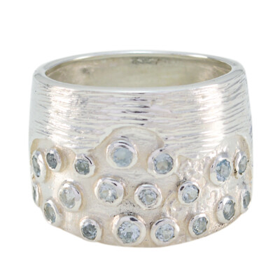 Aqua Aura 925 Silber Blauer Topas Himmlischer Ring Ring aus 925er Sterlingsilber