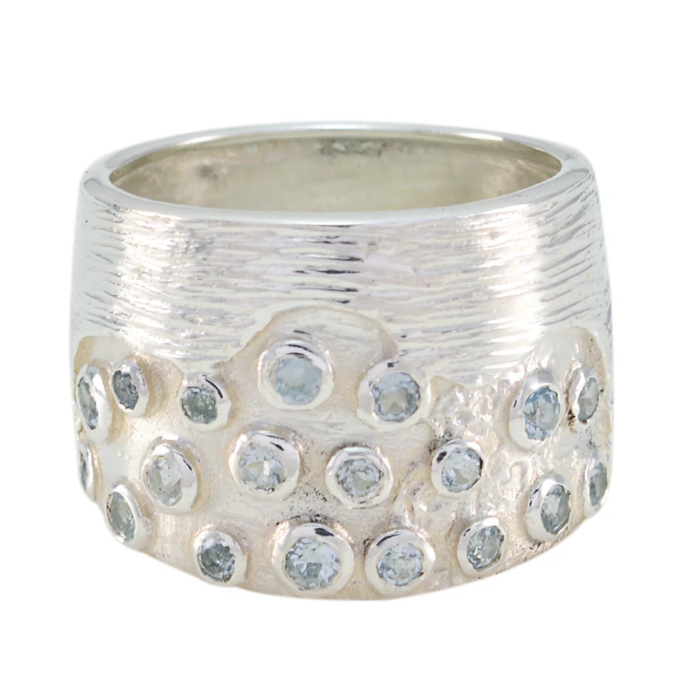 Aqua Aura 925 Silber Blauer Topas Himmlischer Ring Ring aus 925er Sterlingsilber