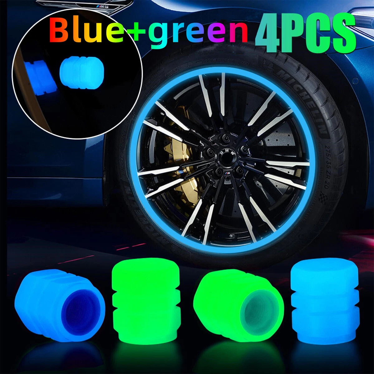 4PCS 16PCS Fluorescent Car Tire Valve Caps Luminous Tire Valve Stem Caps